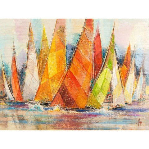 Regata di colori Gold Ornate Wood Framed Art Print with Double Matting by Florio, Luigi