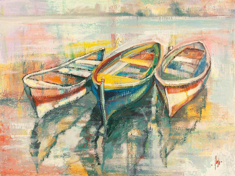 Barche allormeggio White Modern Wood Framed Art Print with Double Matting by Florio, Luigi