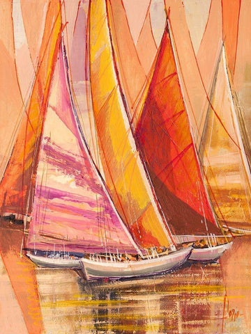 Vele nel sole White Modern Wood Framed Art Print with Double Matting by Florio, Luigi