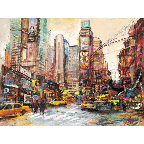 Mattino su Manhattan Black Modern Wood Framed Art Print with Double Matting by Florio, Luigi