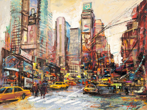 Mattino su Manhattan White Modern Wood Framed Art Print with Double Matting by Florio, Luigi