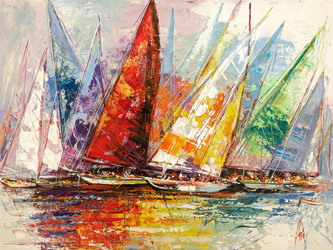 Caleidoscopio di vele White Modern Wood Framed Art Print with Double Matting by Florio, Luigi