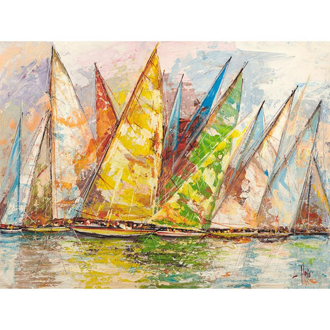 Regata di Primavera White Modern Wood Framed Art Print by Florio, Luigi