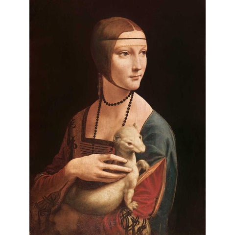 La dama con l ermellino White Modern Wood Framed Art Print by da Vinci, Leonardo