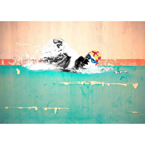 Swim on! Bronx- NYC Black Modern Wood Framed Art Print with Double Matting by Masterfunk collective