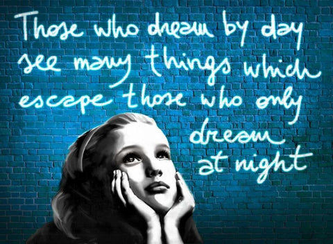 Dream by Day White Modern Wood Framed Art Print with Double Matting by Masterfunk Collective