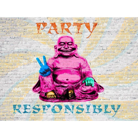 Party Responsibly Black Modern Wood Framed Art Print with Double Matting by Masterfunk Collective