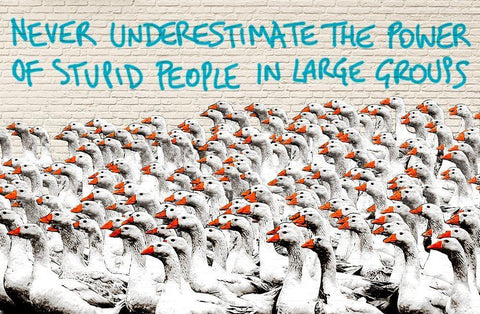 Never Underestimate... White Modern Wood Framed Art Print with Double Matting by Masterfunk Collective