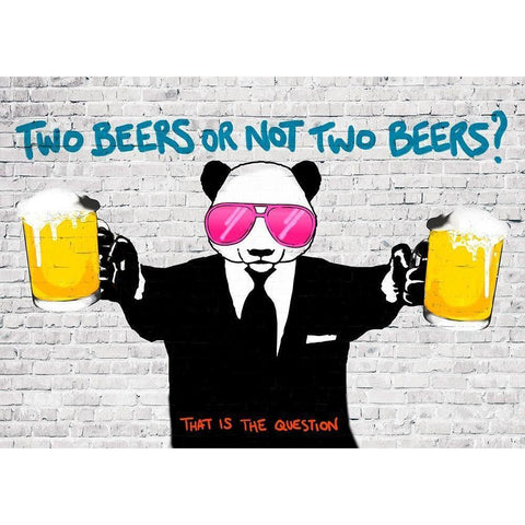 Two Beers or Not Two Beers Black Modern Wood Framed Art Print with Double Matting by Masterfunk Collective
