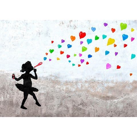 Love Bubbles White Modern Wood Framed Art Print by Masterfunk Collective