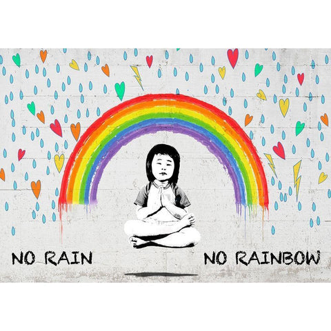 No Rain No Rainbow Gold Ornate Wood Framed Art Print with Double Matting by Masterfunk Collective