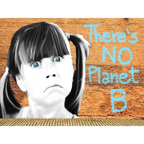 No Planet B White Modern Wood Framed Art Print by Masterfunk Collective