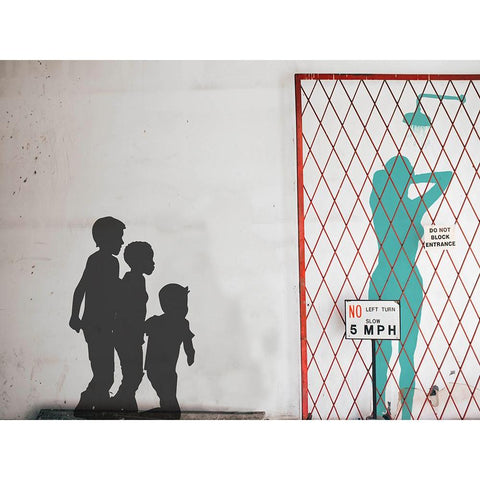 Peeping In Black Modern Wood Framed Art Print by Masterfunk Collective