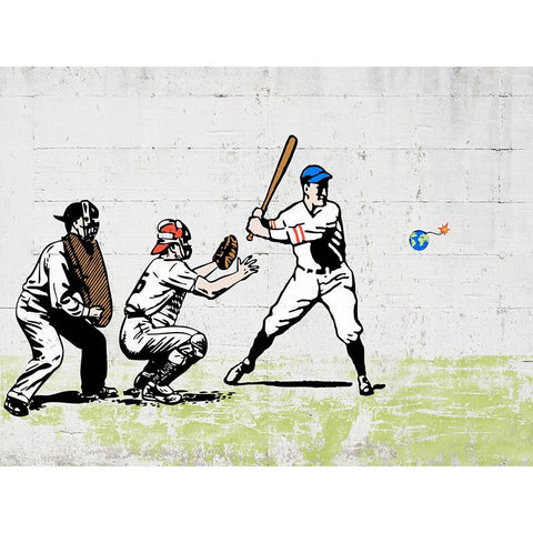 Worth a Home Run? White Modern Wood Framed Art Print by Masterfunk Collective