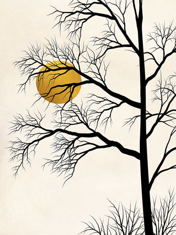 Golden Sunset Black Ornate Wood Framed Art Print with Double Matting by Miko, Sayaka