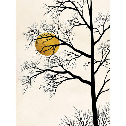 Golden Sunset Black Modern Wood Framed Art Print with Double Matting by Miko, Sayaka