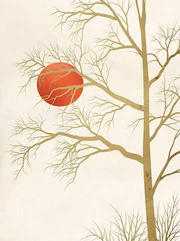 Red Sunset White Modern Wood Framed Art Print with Double Matting by Miko, Sayaka