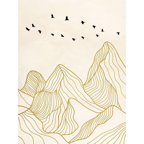 Sunset on the Mountains II Black Modern Wood Framed Art Print with Double Matting by Miko, Sayaka