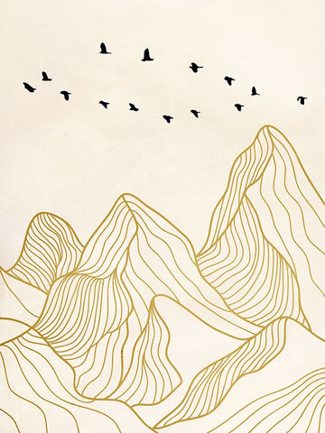 Sunset on the Mountains II White Modern Wood Framed Art Print with Double Matting by Miko, Sayaka