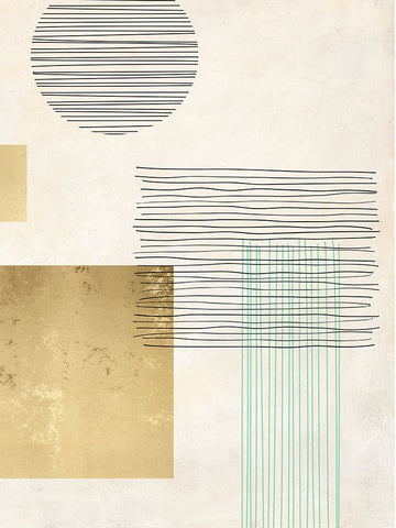 Lines and Shapes III White Modern Wood Framed Art Print with Double Matting by Miko, Sayaka