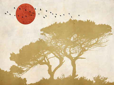 Passage of Good Fortune White Modern Wood Framed Art Print with Double Matting by Miko, Sayaka