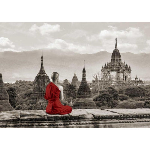 Deep Meditation Black Modern Wood Framed Art Print with Double Matting by Moreau, Marc