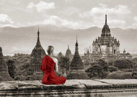 Deep Meditation White Modern Wood Framed Art Print with Double Matting by Moreau, Marc