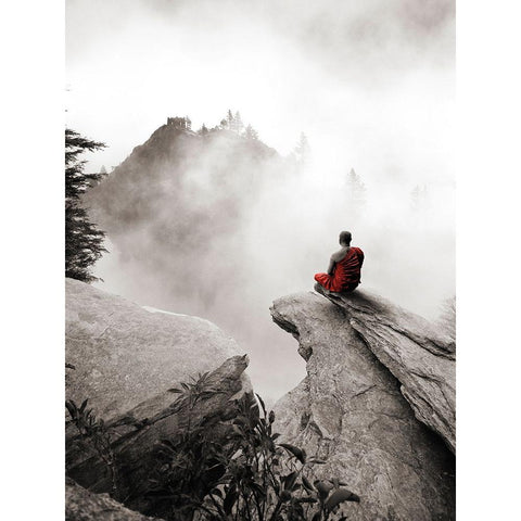 Contemplate Black Modern Wood Framed Art Print with Double Matting by Moreau, Marc