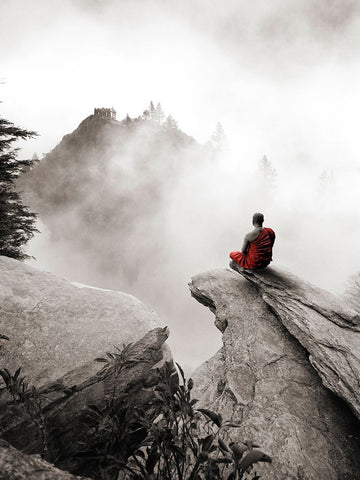 Contemplate White Modern Wood Framed Art Print with Double Matting by Moreau, Marc