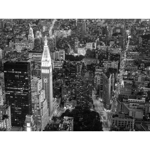 Aerial view of Manhattan, NYC Black Modern Wood Framed Art Print with Double Matting by Setboun, Michel