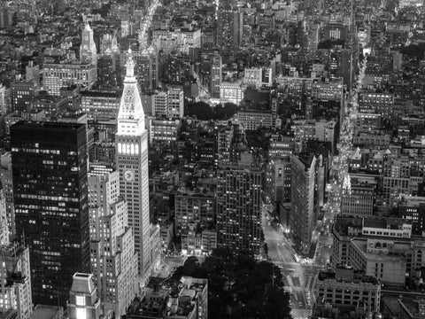 Aerial view of Manhattan, NYC White Modern Wood Framed Art Print with Double Matting by Setboun, Michel