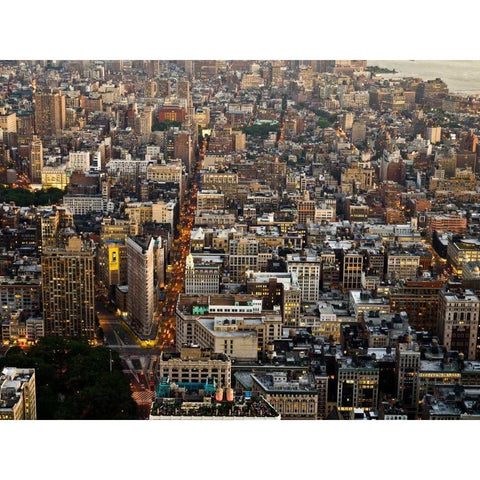 Aerial view of Manhattan, NYC Black Modern Wood Framed Art Print with Double Matting by Setboun, Michel