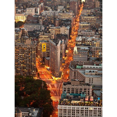 Aerial view of Flatiron Building, NYC Black Modern Wood Framed Art Print with Double Matting by Setboun, Michel