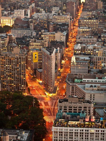Aerial view of Flatiron Building, NYC White Modern Wood Framed Art Print with Double Matting by Setboun, Michel