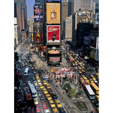 Traffic in Times Square, NYC Black Modern Wood Framed Art Print with Double Matting by Setboun, Michel