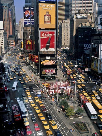 Traffic in Times Square, NYC Black Ornate Wood Framed Art Print with Double Matting by Setboun, Michel