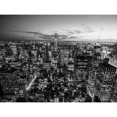 Manhattan Skyline with the Empire State Building, NYC Black Modern Wood Framed Art Print with Double Matting by Setboun, Michel
