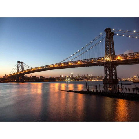 Queensboro Bridge and Manhattan from Brooklyn, NYC Black Modern Wood Framed Art Print with Double Matting by Setboun, Michel
