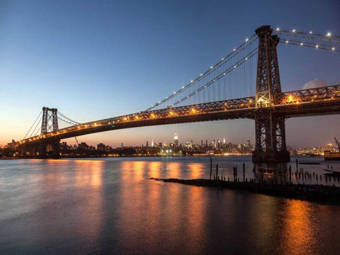 Queensboro Bridge and Manhattan from Brooklyn, NYC Black Ornate Wood Framed Art Print with Double Matting by Setboun, Michel