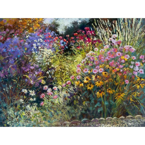 Evening in the Garden Black Modern Wood Framed Art Print with Double Matting by Whatmore, Nel