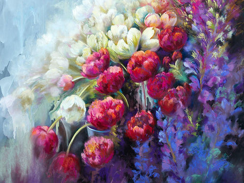 The Fabulous Florist (detail) Black Ornate Wood Framed Art Print with Double Matting by Whatmore, Nel