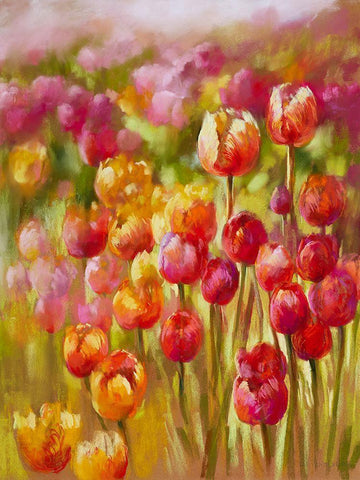 Tulip Sea White Modern Wood Framed Art Print with Double Matting by Whatmore, Nel