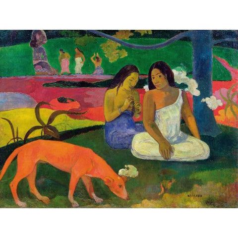 Arearea White Modern Wood Framed Art Print by Gauguin, Paul