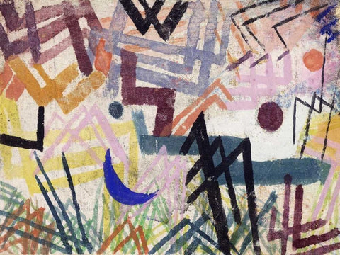 The Power of Play in a Lech Landscape White Modern Wood Framed Art Print with Double Matting by Klee, Paul