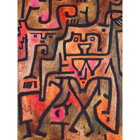 Forest Witches Gold Ornate Wood Framed Art Print with Double Matting by Klee, Paul