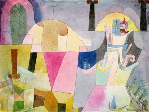 Black Columns in a Landscape  White Modern Wood Framed Art Print with Double Matting by Klee, Paul