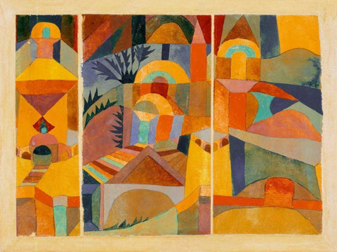 Temple Gardens  White Modern Wood Framed Art Print with Double Matting by Klee,Paul