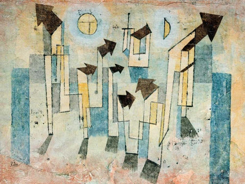 Mural from the Temple of Longing Thither Black Ornate Wood Framed Art Print with Double Matting by Klee, Paul