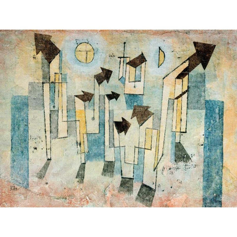 Mural from the Temple of Longing Thither Black Modern Wood Framed Art Print with Double Matting by Klee, Paul