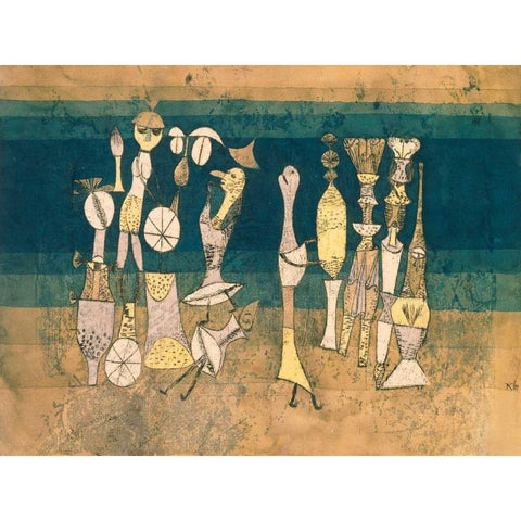 Comedy Gold Ornate Wood Framed Art Print with Double Matting by Klee, Paul